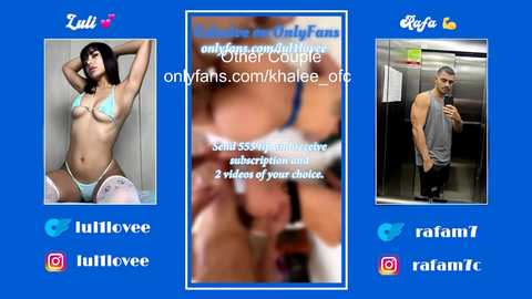 Media: A promotional image for OnlyFans content featuring three photos of different people: a brunette in lingerie, a shirtless man, and a man in a towel.