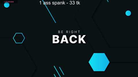 Media: Video of a digital graphic displaying a dark background with glowing cyan hexagons and lines, overlaid with text \"1 ass spark - 33 k\" and \"BE RIGHT BACK\" in bold white letters.