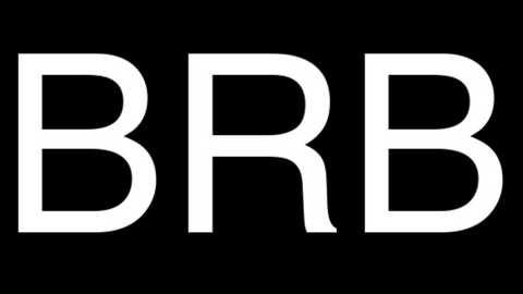 A digital graphic with the white, bold, capital letters \"BRB\" on a black background. The text is centered and has a clean, modern sans-serif font, with a slight shadow effect giving it depth.