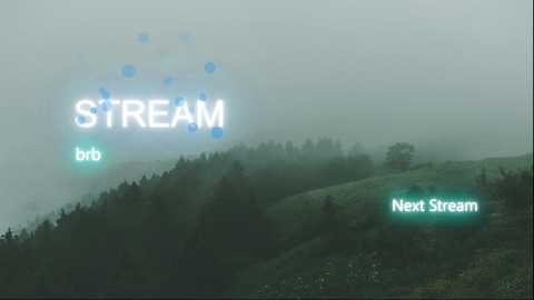 Media: A video depicting a misty mountain landscape with a glowing green \"Stream\" logo overlayed. The logo appears on a hillside covered in dense green foliage and dark, tall trees.