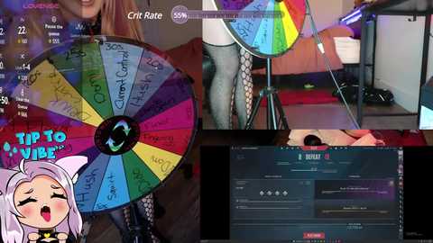 Media: A collage of photos featuring a woman holding a colorful, circular \"Crate Rate\" sign with text, wearing fishnet stockings, and a gamer's computer screen.