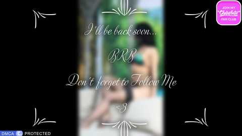 A blurred, CGI image of a woman in a bikini, with text overlay about forgetting to follow her.