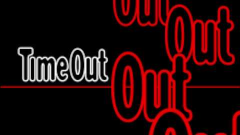 A digital graphic with \"Time Out\" in bold white and red letters on a black background, featuring a neon glow effect. The design is minimalistic and modern, with a horizontal red line below the text, creating a sleek and eye-catching appearance.