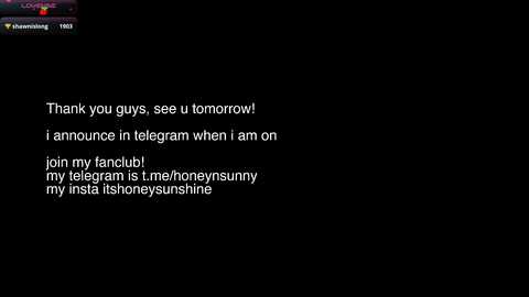 Media: A video of a black screen with white text announcing a Telegram group launch, mentioning \"fansunshine,\" \"isshoney,\" and \"myclub.\