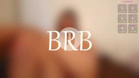 A blurry video of a naked woman with light skin and shoulder-length brown hair, labeled \"BBR\" in large white letters. The background is a beige wall with a digital clock in the top right corner.