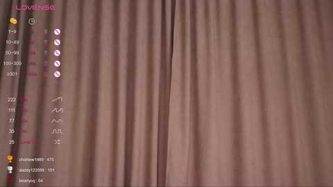 A screenshot of a video game, \"Love2D,\" showing a beige curtain with a vertical crease, overlaid with a menu displaying game options, including \"New Game\" and \"Options.\