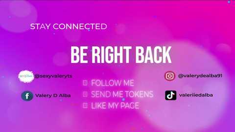 A vibrant, digital graphic with a bright purple background featuring the text \"BE RIGHT BACK\" in bold white letters. Social media icons for Facebook, Twitter, and Instagram are included. The overall style is modern and playful.
