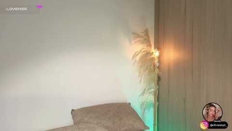 A video of a woman peering through a crack in a wooden door, her face partially obscured by the light, with a watermark of a social media icon in the bottom right corner.