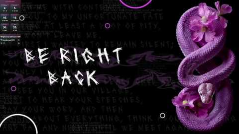 Media: Video of a purple snake coiled around a flower, with \"BRIGHT BACK\" in white, jagged text on a dark, patterned background.