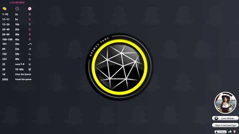 Video of a computer screen displaying a dark, textured background with a circular logo in the center featuring black and white geometric shapes outlined in yellow.