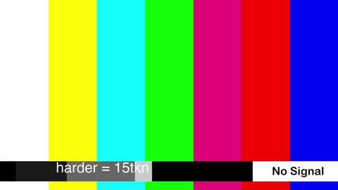 A digital image of a multi-colored vertical striped background, with a black horizontal line and a \"No Signal\" warning in the bottom right corner.