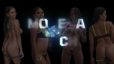 Video of four women in neon bikinis, posing provocatively, with \"LOCA\" in glowing letters behind them.