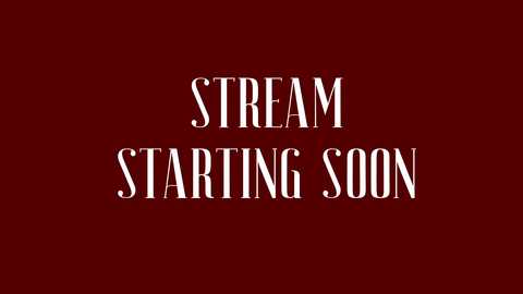 A digital image with a dark maroon background features bold, white, capital letters spelling \"STREAM STARTING SOON\" in a serif font, centrally positioned. The text has a 3D shadow effect, creating a subtle depth.