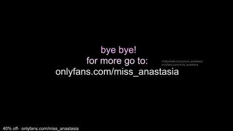 A digital image with a black background featuring white text: \"by eye! for more go to. onlyfans.com/mis_anastrasia.\" The text is centered, with smaller, italicized text in the corner referencing a URL.