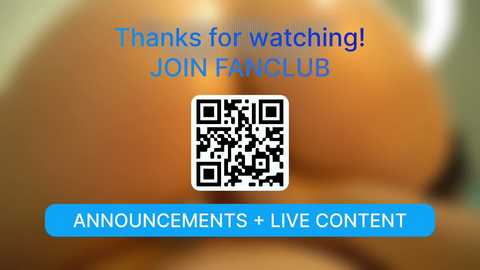 A digital promotional image for a fan club, featuring a blurred, orange-skinned person's backside, with text at the top and bottom in blue and purple, inviting viewers to join.