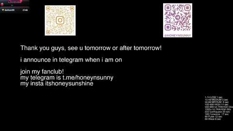 A digital image features a black background with a white text announcement, accompanied by two QR codes and a black-and-white image of a man in a tuxedo.