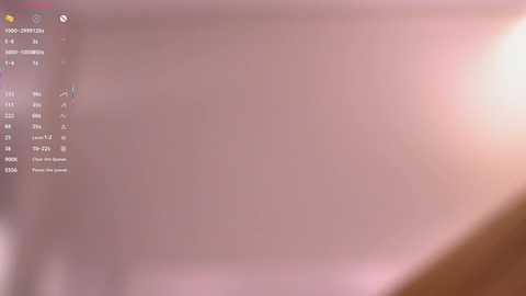 A blurry, out-of-focus screenshot of a computer desktop with a faded, pinkish background. The screen displays system information and a notification bar at the top, with icons and text barely legible.