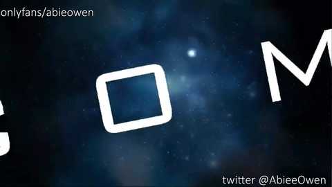 A digital image of a white square floating in a dark, starry space. Text overlays include \"onlyfans.com/abieowen\" and \"twitter.com/abieowen\" in white. The image has a minimalistic, cosmic theme.