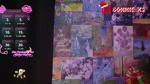 A colorful, pixelated, retro-style video game screenshot featuring a collage of Impressionist art, including landscapes and portraits, with a \"Score: 20\" display in the upper right.