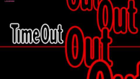 A digital illustration featuring bold, red, glowing letters spelling \"Time Out\" on a black background, with the word \"Out\" partially visible, creating a striking, neon effect.