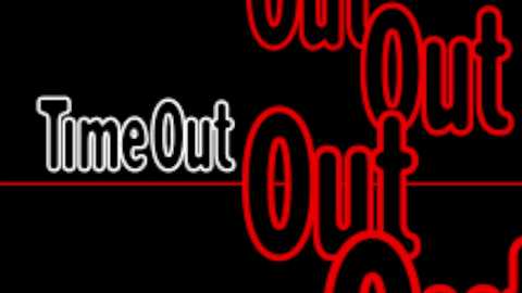 Video of a neon sign featuring the words \"Time Out\" in white, with \"Out\" highlighted in red. The background is solid black, emphasizing the vibrant colors and bold typography.