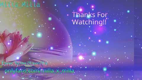 A digital image featuring a serene, starry background with a pink lotus flower on the left, and text in green and white saying, \"Thanks for Watching!!\