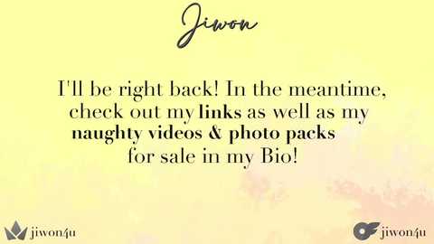 A digital poster with a yellow background featuring cursive text by Juvon, encouraging checking out naughty videos and photos for sale. The bottom-left corner includes the logo \"jwon.g.\