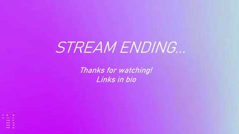 A digital image featuring a gradient background transitioning from purple to blue. Centered text reads \"STREAM ENDING... Thanks for watching! Links in bio.\" The text is in white, bold, sans-serif font.