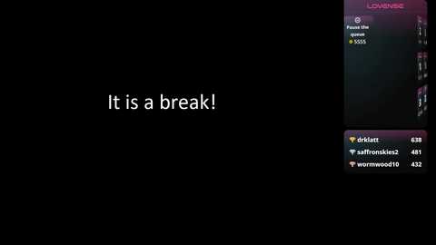 Media: Video of a black screen with white text: \"it is a break!\" and a Discord chat with three users, showing status and messages.