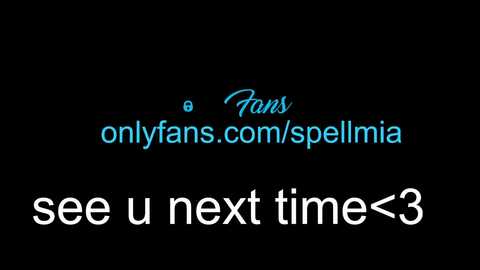 A digital image featuring a black background with bold, glowing blue text \"e/Funs onlyfans.com/spelelminia\" and \"See u next time <3\" in white. The text is centered, with a minimalist, modern aesthetic.