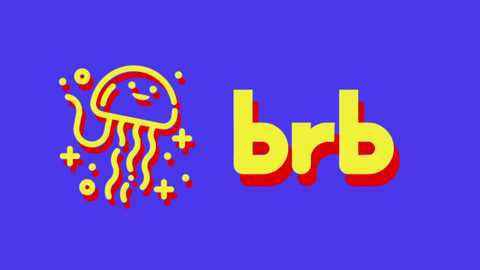 A digital drawing on a vibrant blue background features a stylized yellow jellyfish with red accents, accompanied by the bold \"bb\" logo in yellow and red. The artwork is playful and colorful.