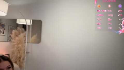 Media: Video of a beige wall with a mirror and colorful \"Rune\" graphic on the right. A person's head is partially visible in the left corner, wearing a light-colored hat.