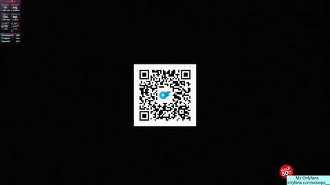 A digital video of a black background with a white QR code centered, displaying a blue dot in the middle. The bottom right corner features a red circular logo with white text reading \"My Only Fan.\