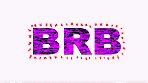 A digital graphic featuring the acronym \"BRB\" in bold, stylized, purple text with a black brushstroke effect, surrounded by a red heart border. The background is plain white.