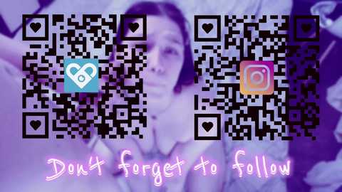 A video overlaid with a QR code featuring a woman with long hair and a pink bra, with text reading \"Don't forget to follow.\